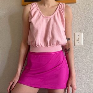 Vintage 80s Made in Italy Pink Knit Ruched Tank